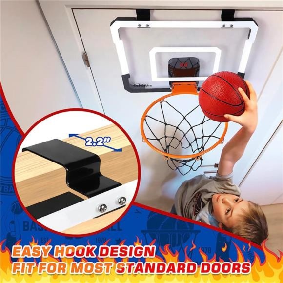 Indoor Mini Basketball Hoop with Electronic Scoreboard -Over The Door Basketball - Picture 4 of 7